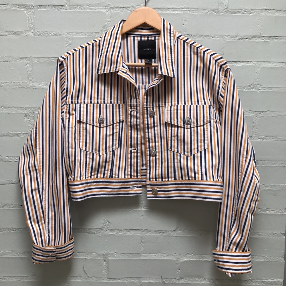 Forever 21 Cropped Striped Jacket